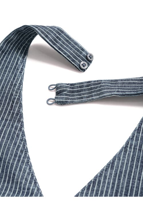 Mango Stripe Crossover Crop Halter Top In Gray
