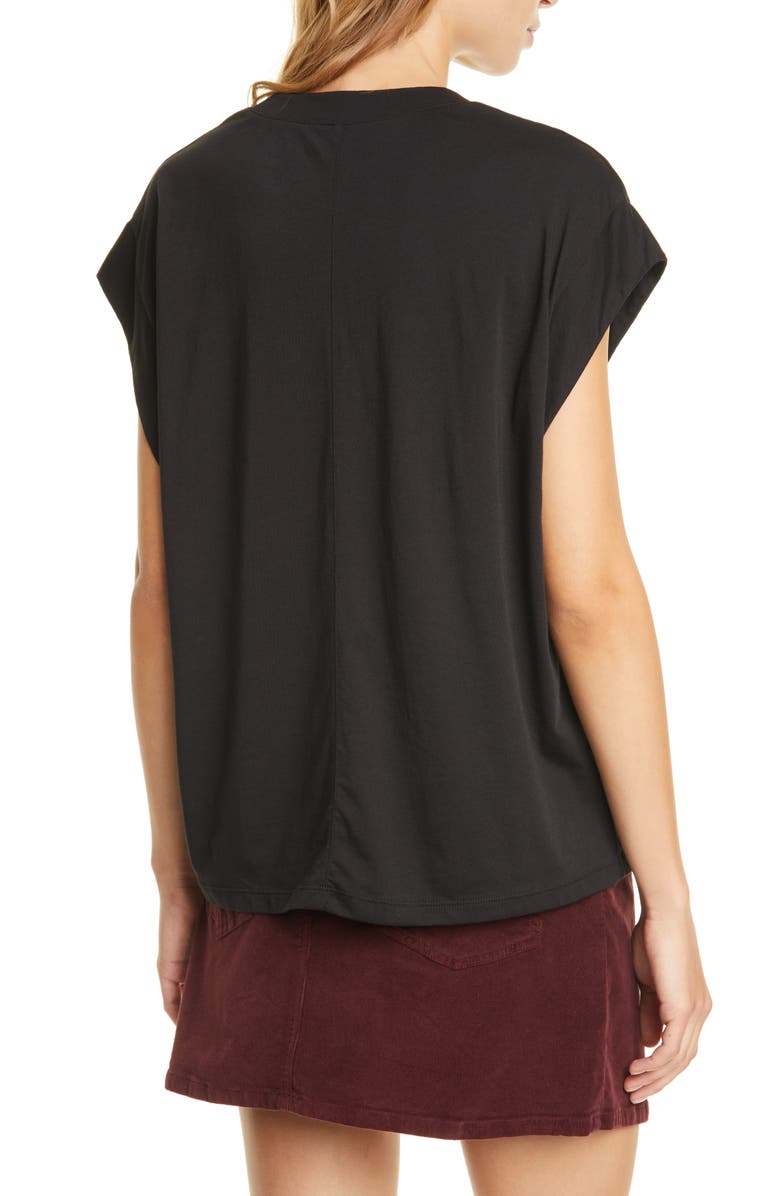 FRAME Le Mid Rise V-Neck T-Shirt, Alternate, color, Noir