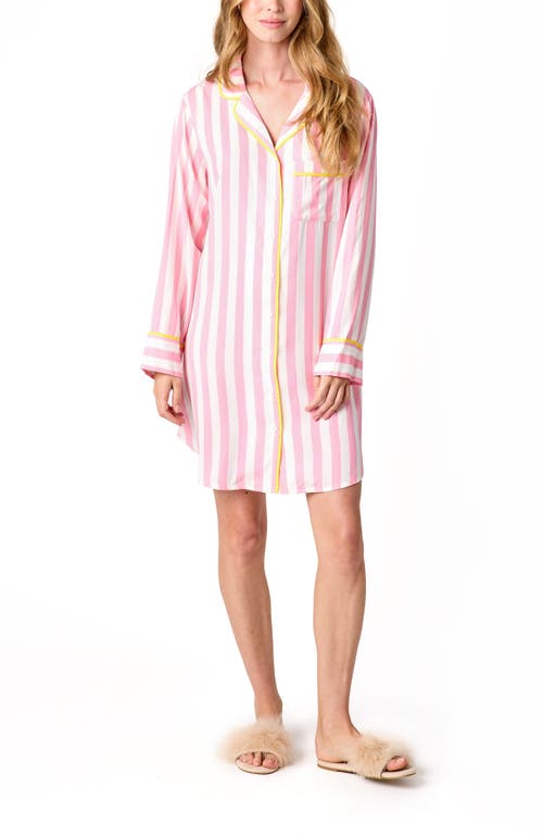 Katie Kime Retro Stripe Sleep Shirt In Pink