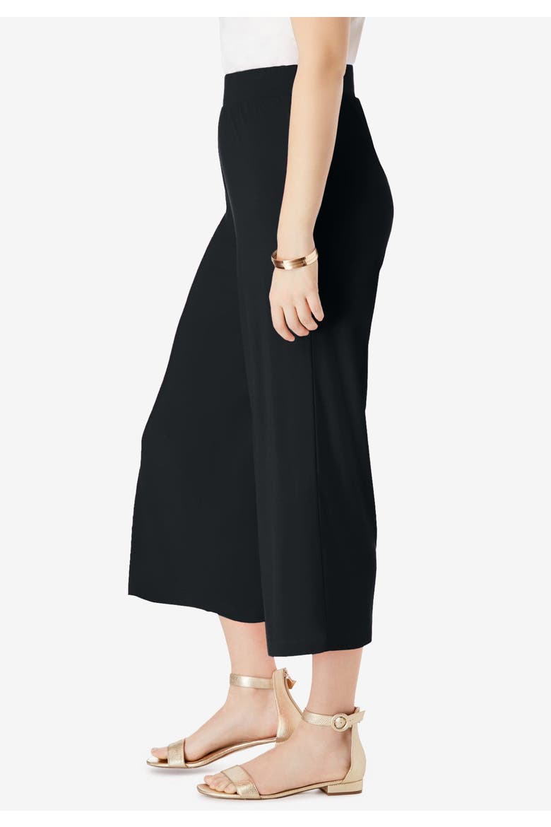 Everyday Stretch Knit Wide Leg Crop Pant, Alternate, color, BLACK