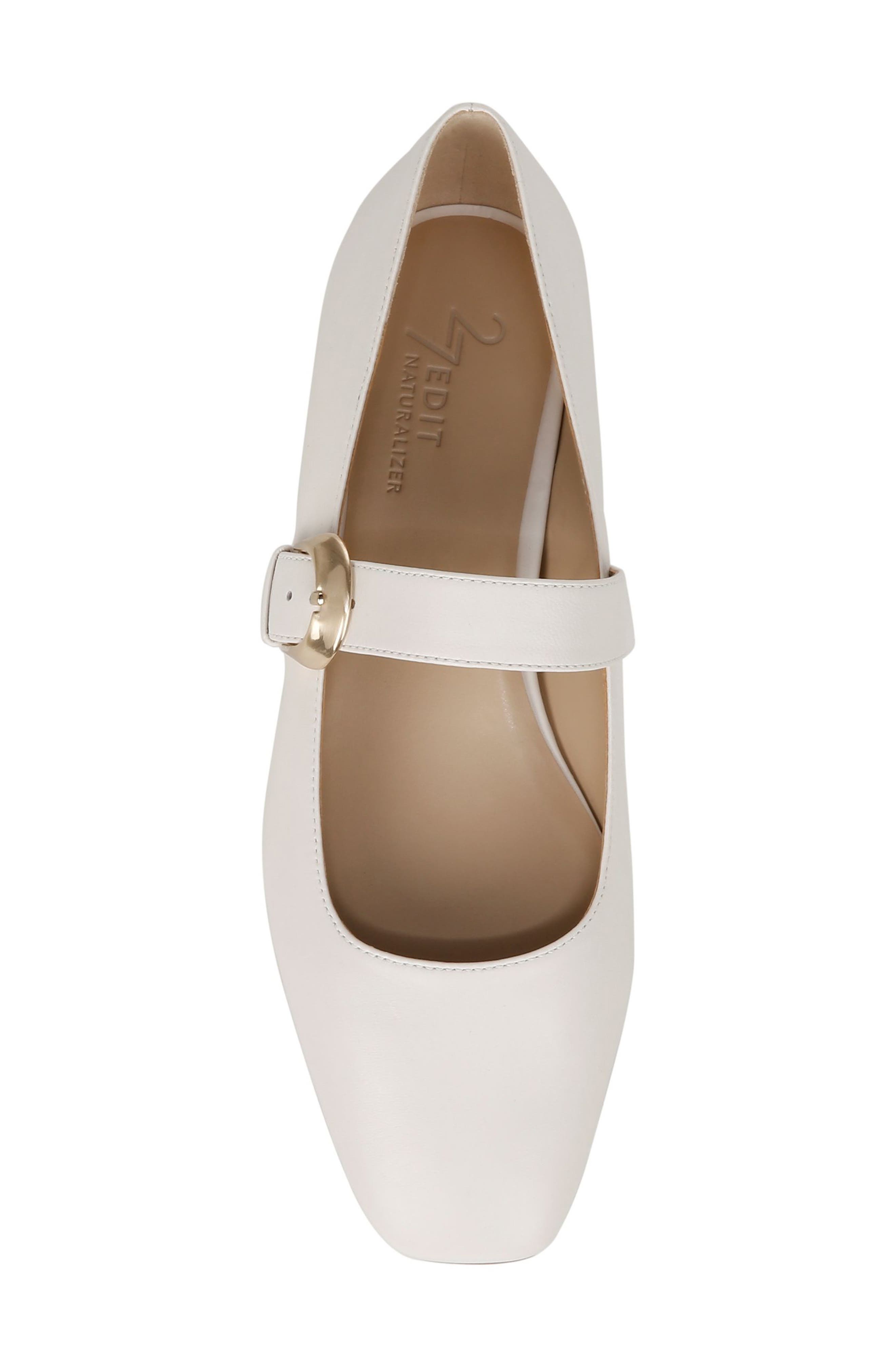 27 EDIT Naturalizer Carter Mary Jane Flat, Alternate, color, Warm White Leather