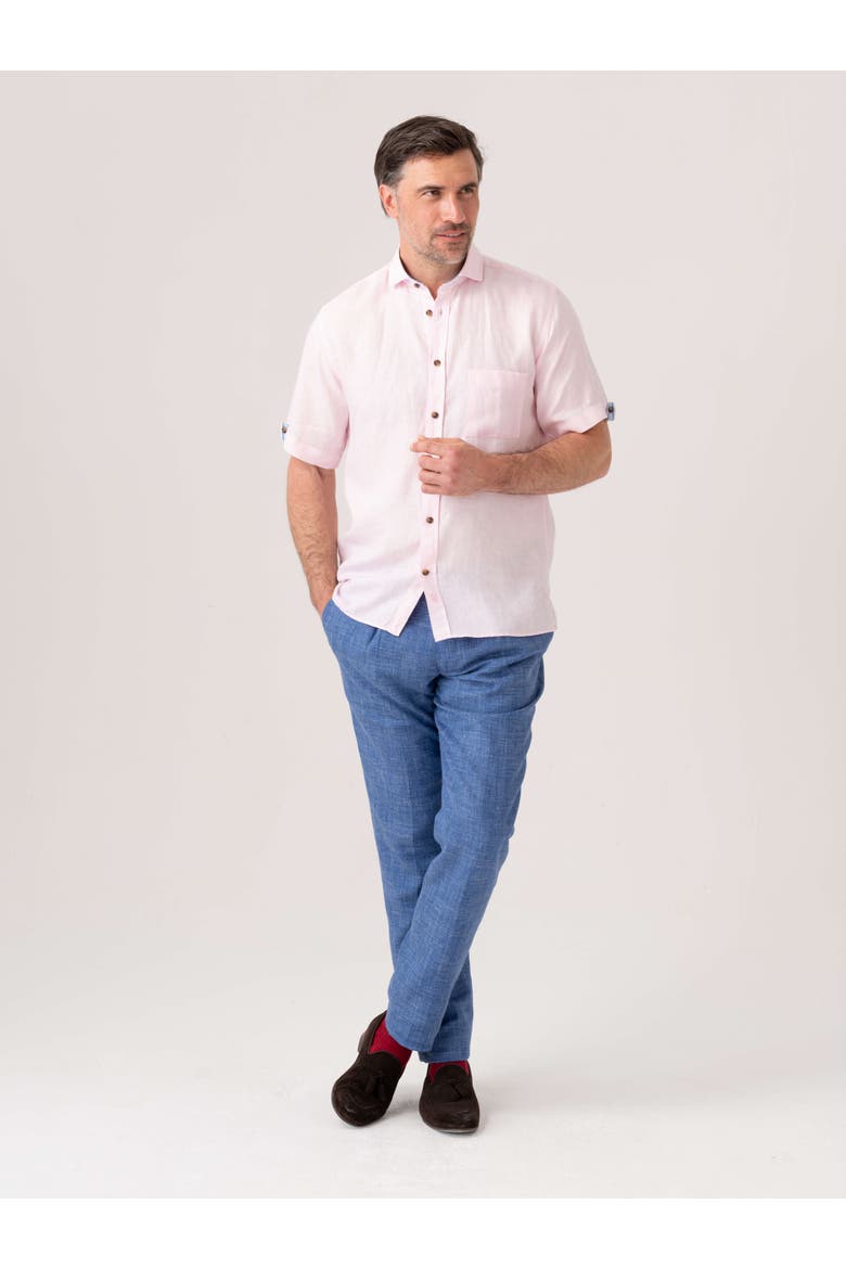 Short Sleeve Linen Shirt, Alternate, color, Pink