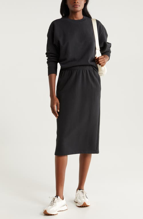 Zella Cloud Fleece Midi Skirt In Black