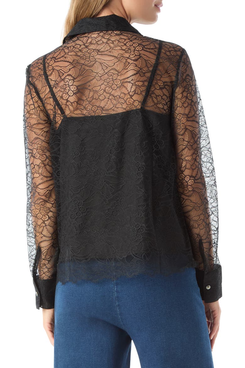 Erynn Lace Button-Up Shirt, Alternate, color, BLACK