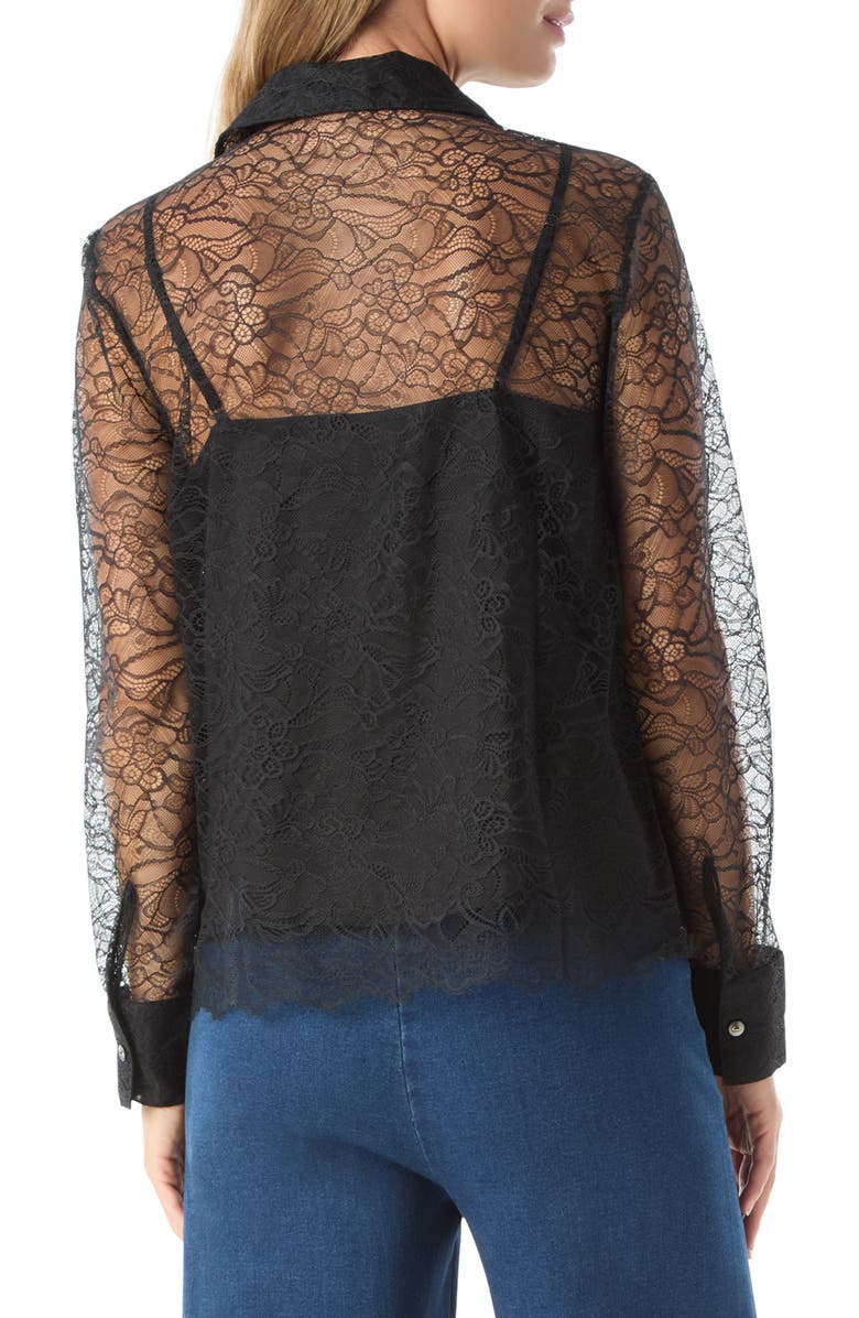 DO by Dee Ocleppo Erynn Lace Button-Up Shirt, Alternate, color, Black
