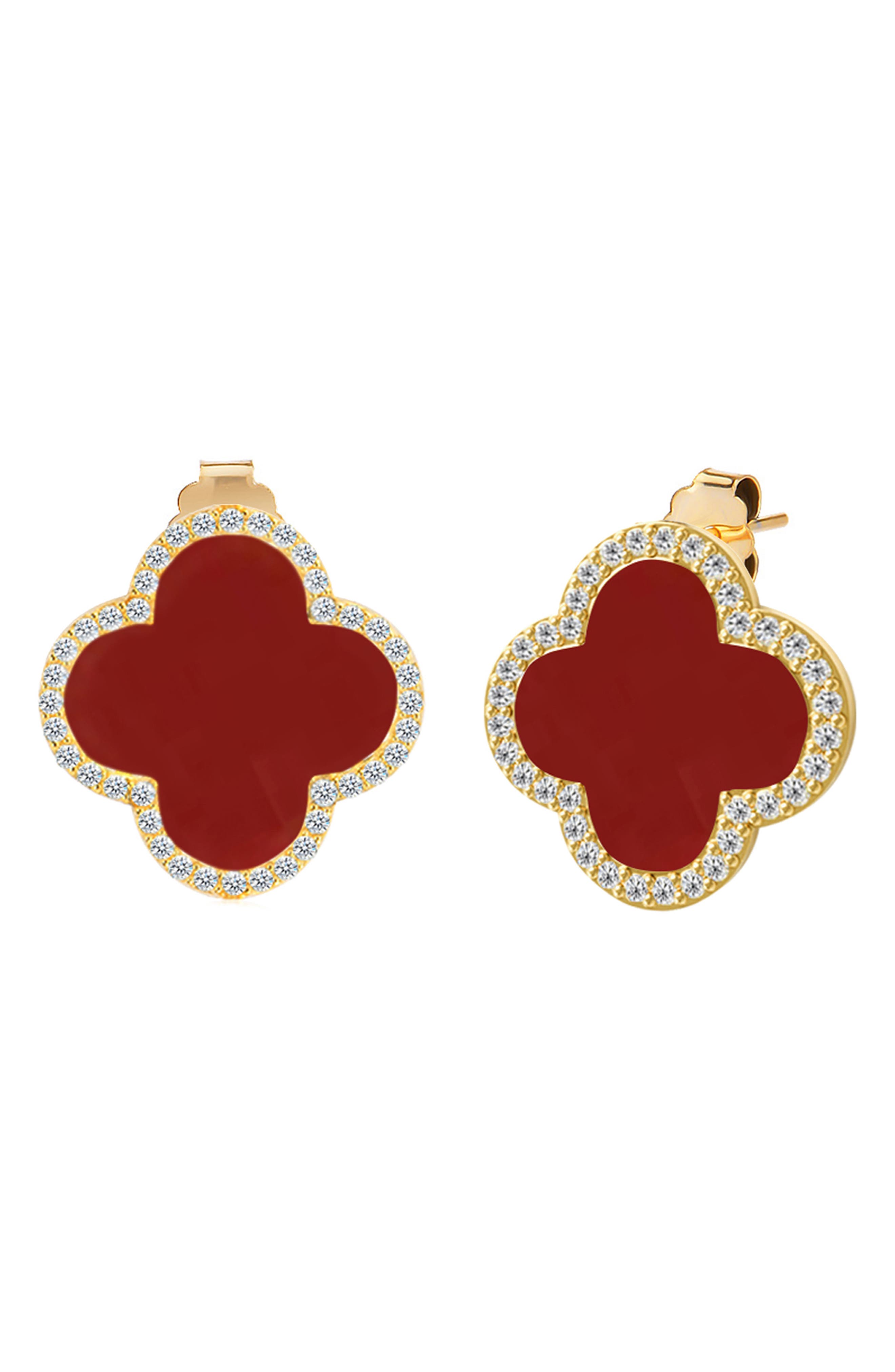 GABI RIELLE CZ Pavé Clover Stud Earrings