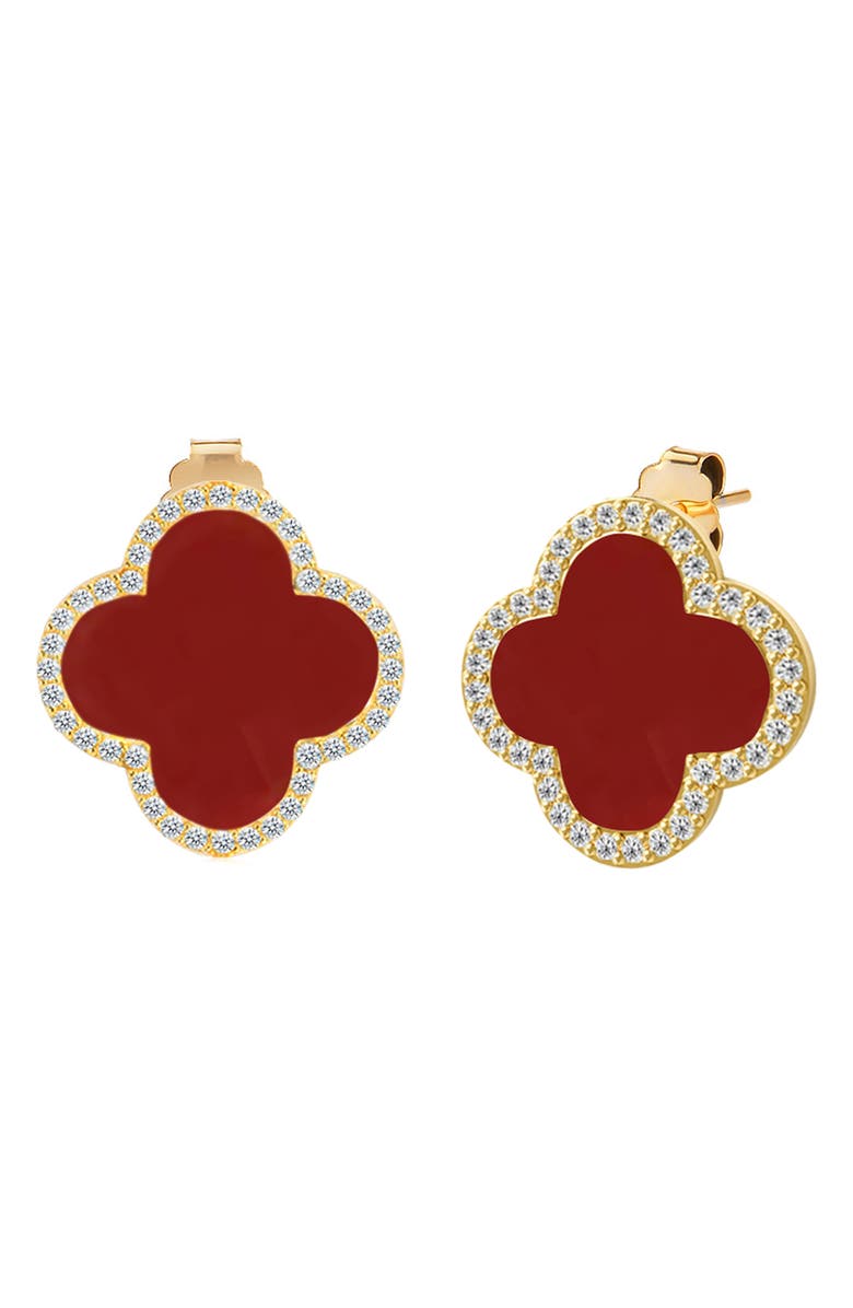 GABI RIELLE CZ Pavé Clover Stud Earrings, Main, color,