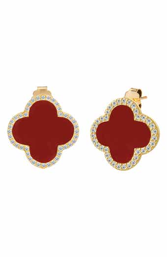 GABI RIELLE CZ Pavé Clover Stud Earrings