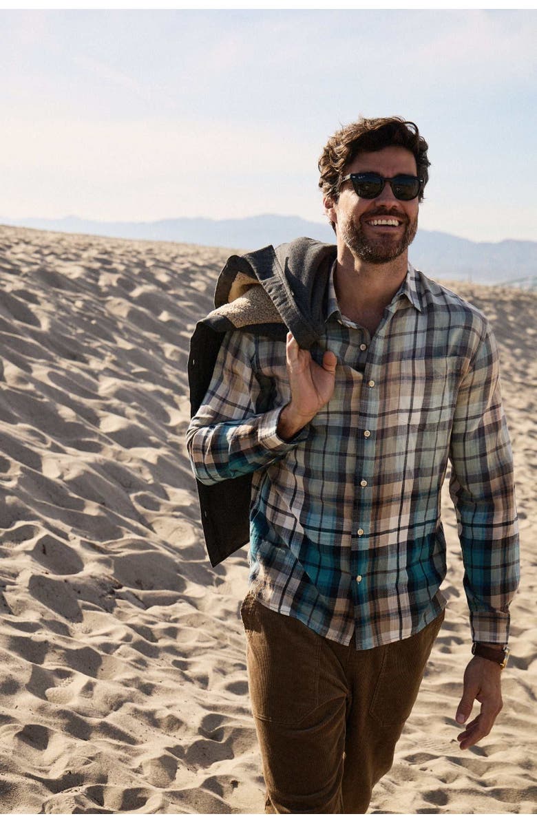 Surfside Supply Co. Brian Ombre Plaid Shirt, Alternate, color, Aqua Combo