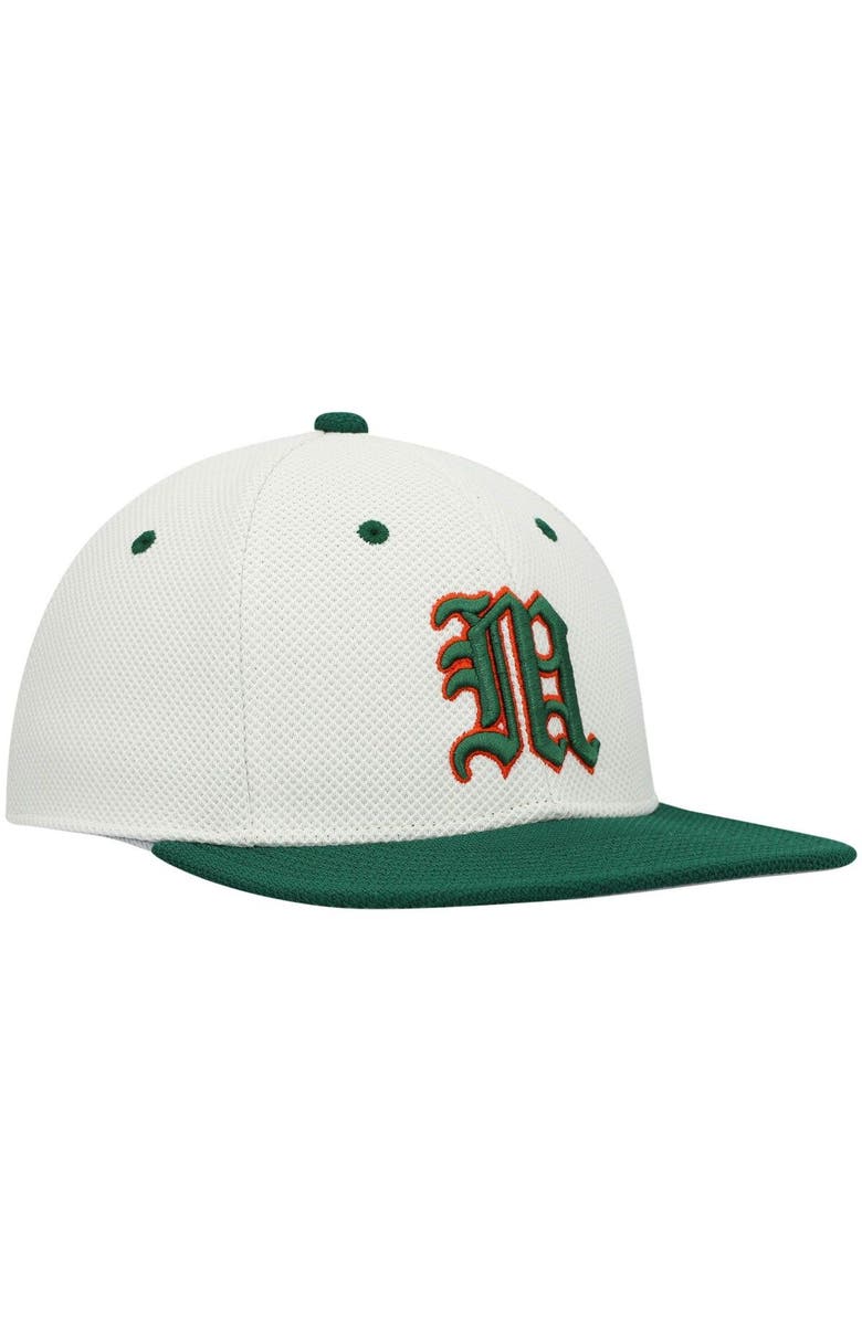 adidas Men's adidas Cream Miami Hurricanes On-Field Baseball Fitted Hat, Alternate, color, 