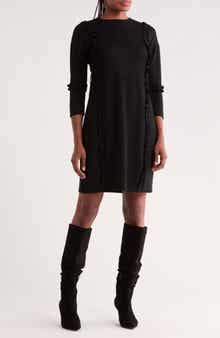 Long Sleeve Ruffle Trim Knit Dress