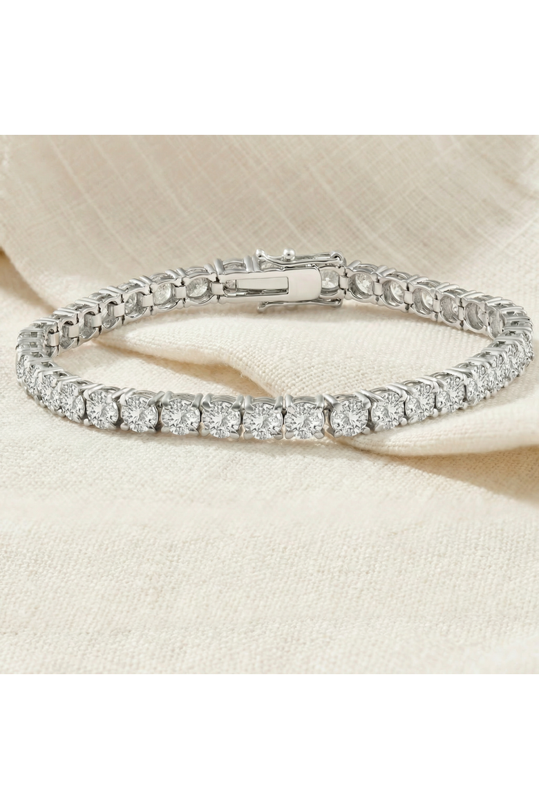 12ct Diamond Tennis Bracelet 14K Gold 7" Lab Grown, Alternate, color, 14k White Gold