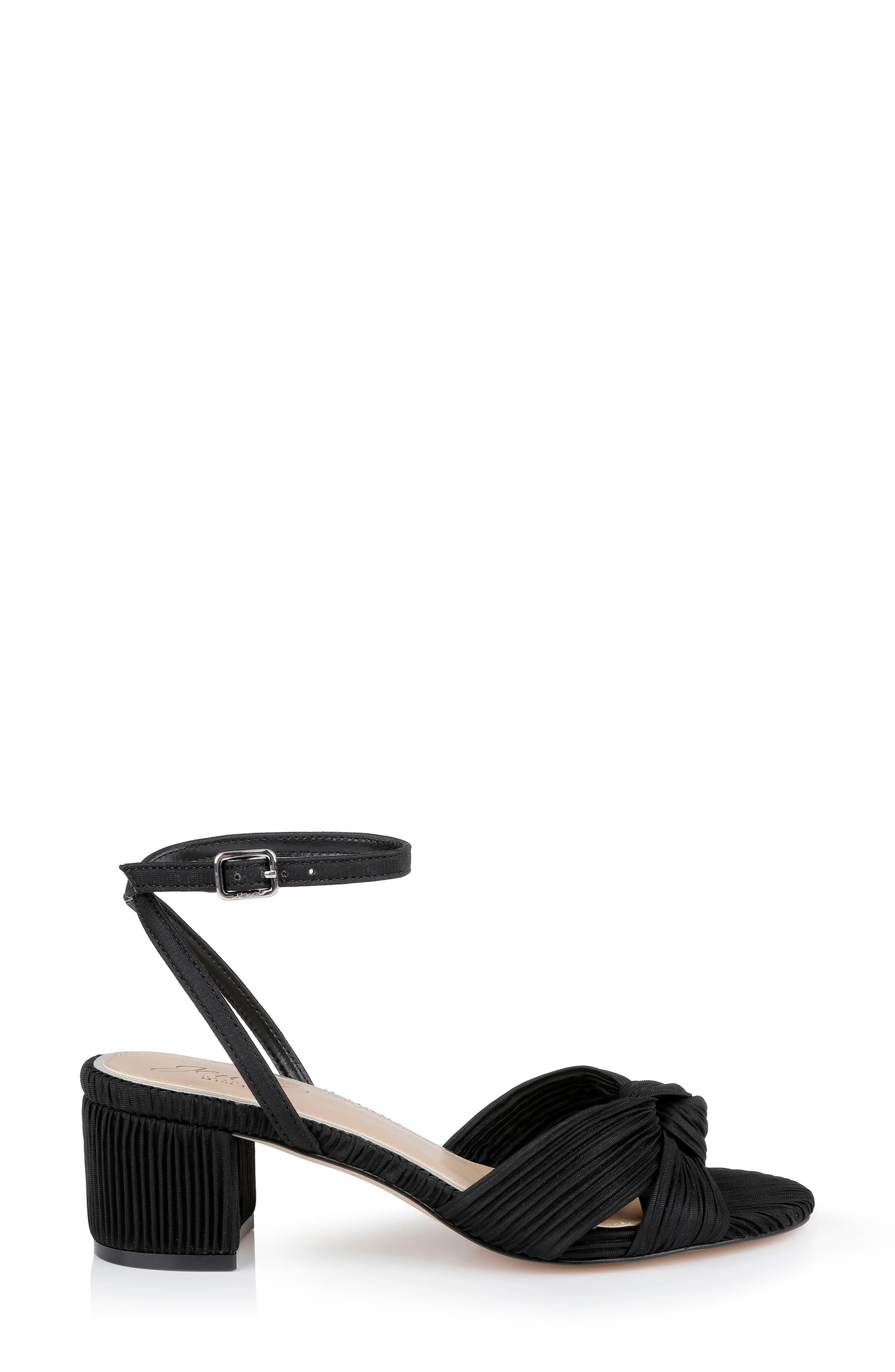 Jewel Badgley Mischka Hudson Ankle Strap Sandal, Alternate, color, Black Fabric