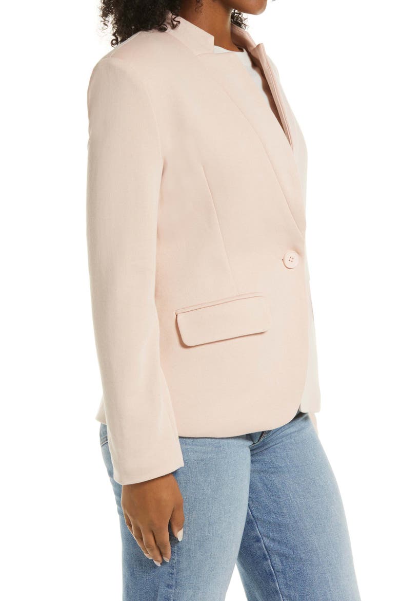 Inverted Notch Collar Cotton Blend Knit Blazer, Alternate, color, PINK SMOKE
