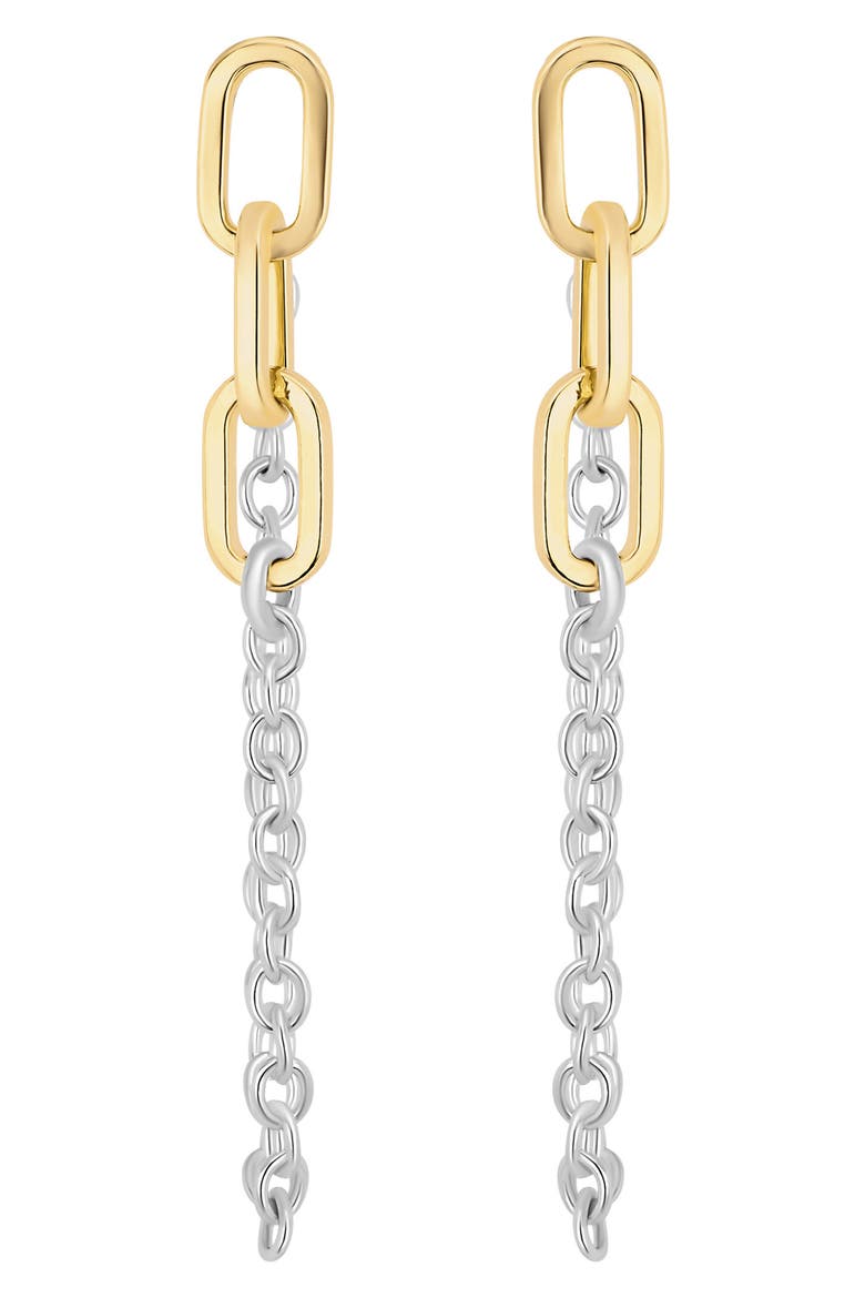 Modern Muse Two-Tone Link Chain Drop Earrings, Main, color, SILVER