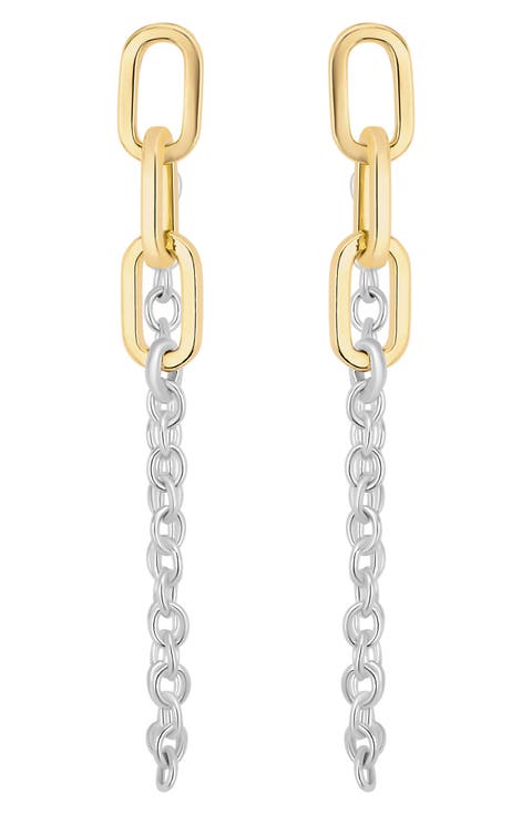 The Muse Two-Tone Chain Link Front/Back Earrings