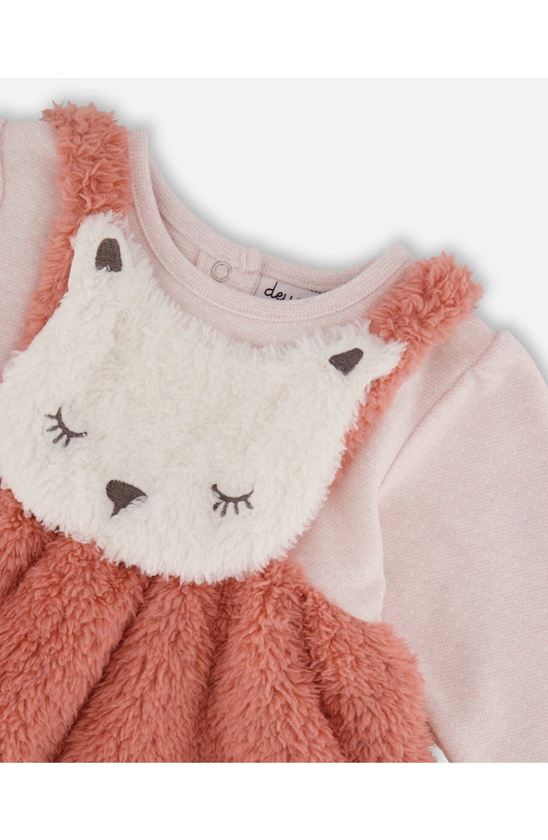 Deux par Deux Bi-Material Dress and Leggings Set, Alternate, color, Dusty Pink