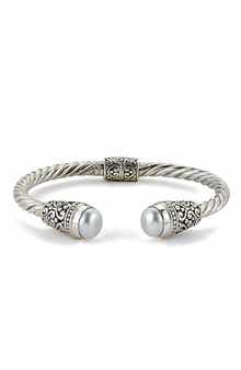 SAMUEL B. Balinese Sterling Silver White Pearl Hinged Bracelet