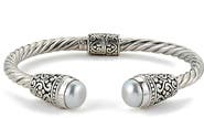 SAMUEL B. Balinese Sterling Silver White Pearl Hinged Bracelet