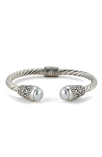 Samuel B. Balinese Sterling Silver White Pearl Hinged Bracelet In Pearl