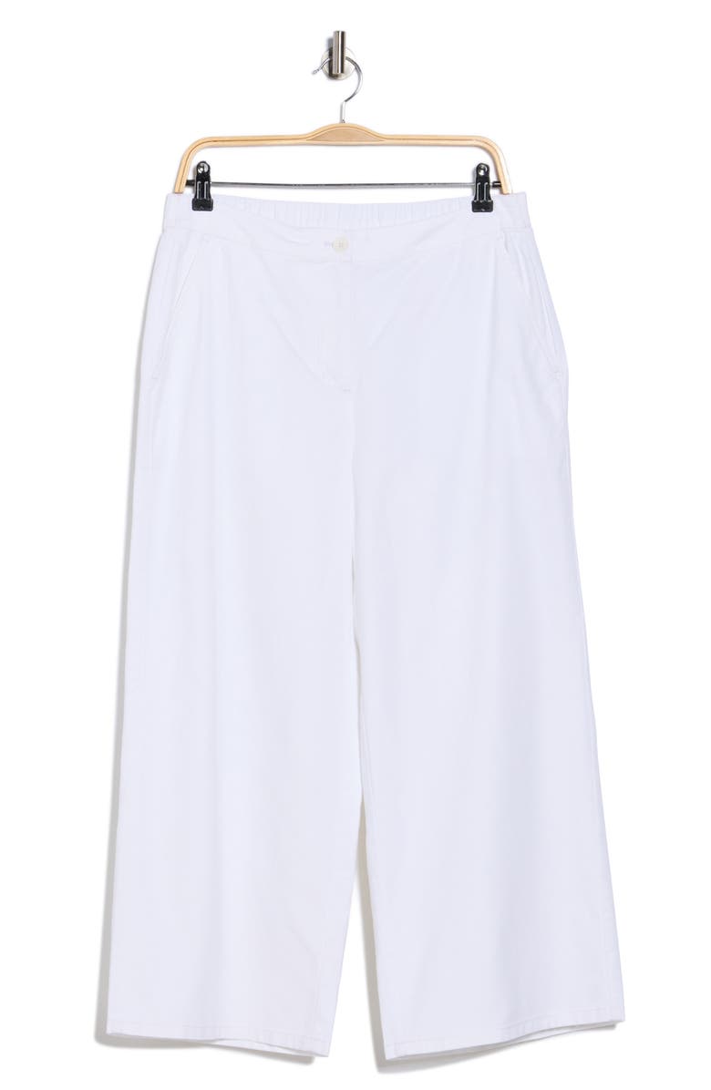 Eileen Fisher Crop Wide Leg Cotton Blend Pants, Alternate, color, White