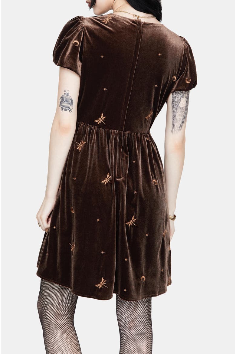 Seraphine Dragonfly Velour Mini Dress, Alternate, color, Brown
