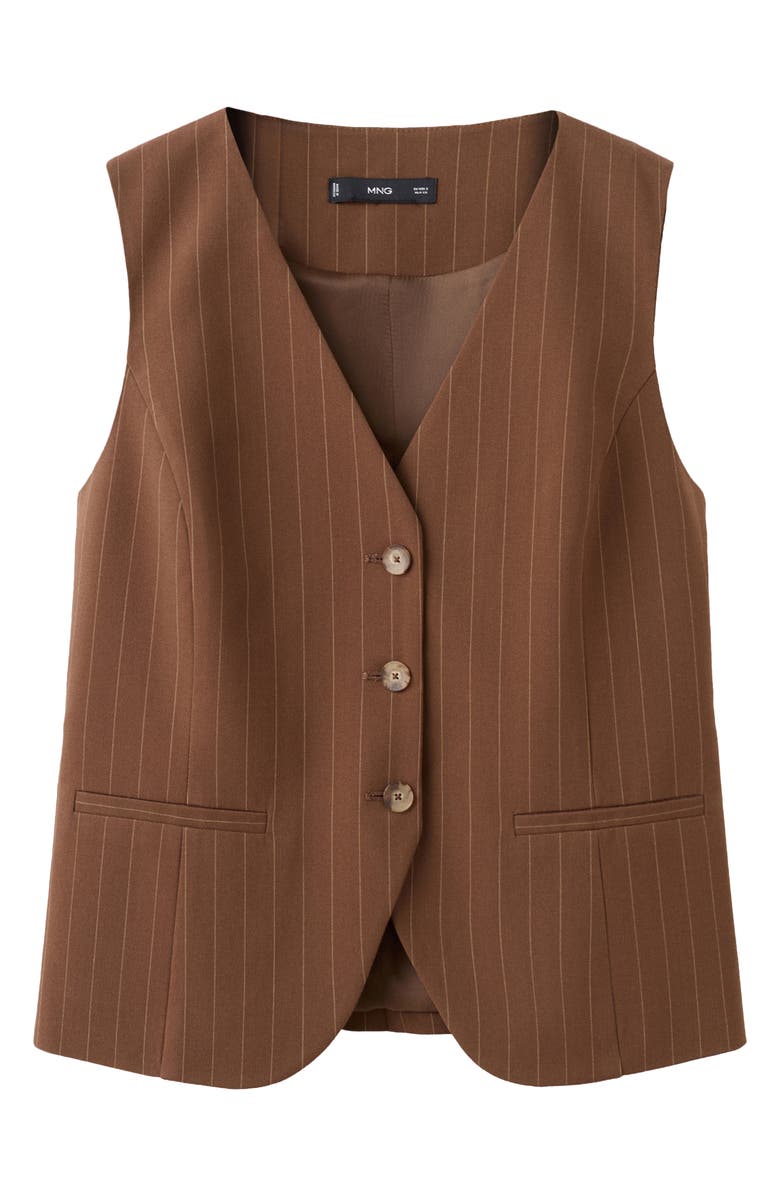 MANGO Pinstripe Vest, Alternate, color, Caramel