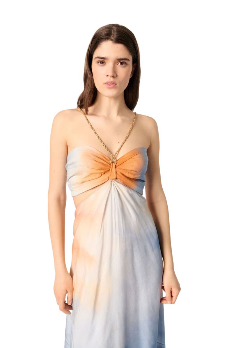 maje Tie-dye maxi dress, Alternate, color, Blue Tie And Dye Print