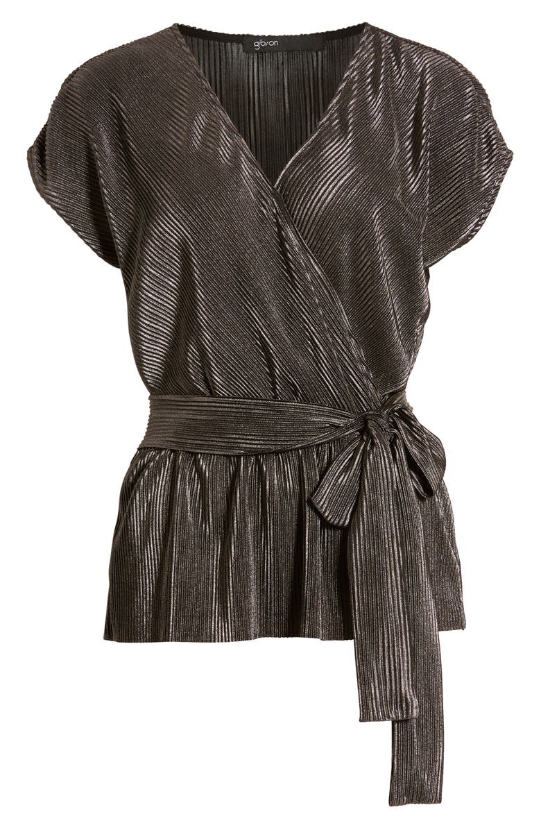 GIBSONLOOK Gibson x Glam Squad Plissé Faux Wrap Top, Alternate, color,
