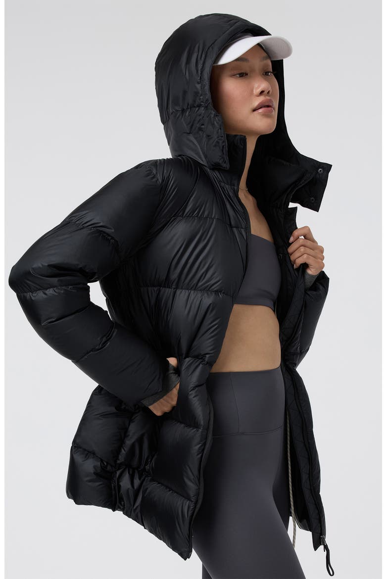 Water Resitant Long Down Jacket, Alternate, color, BLACK