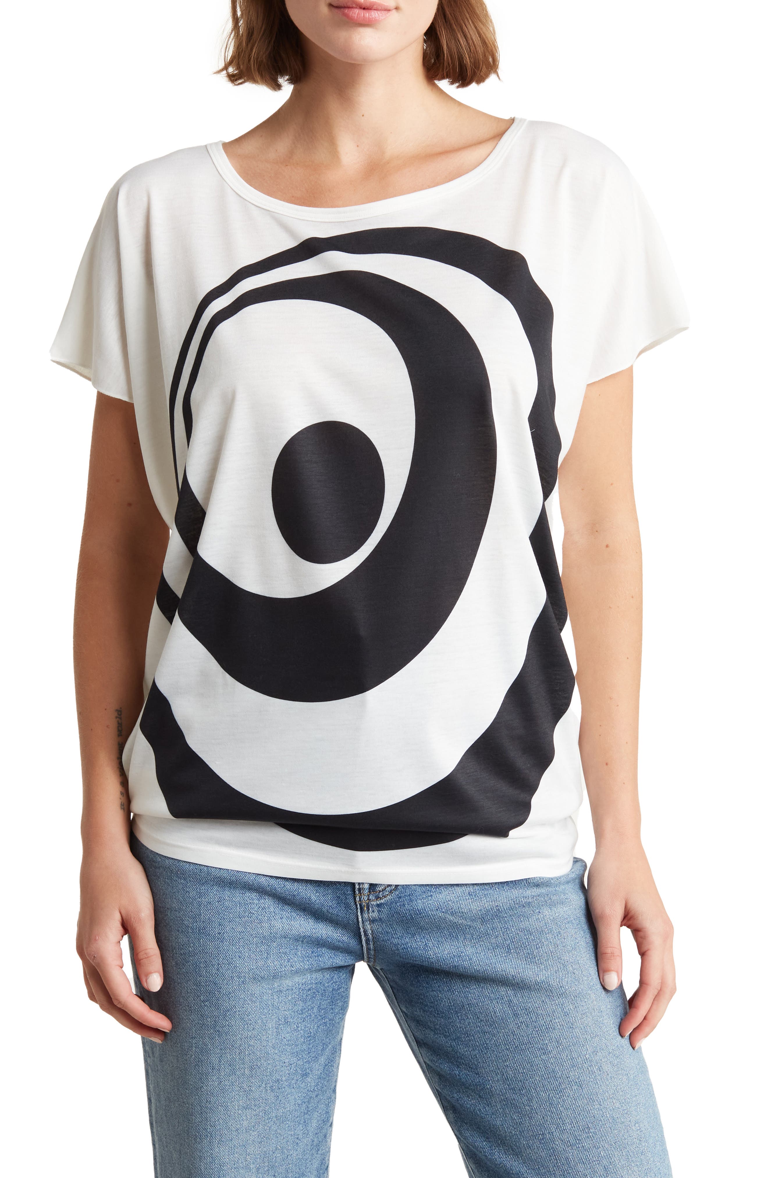 GO COUTURE Patterned Dolman Sleeve T-Shirt