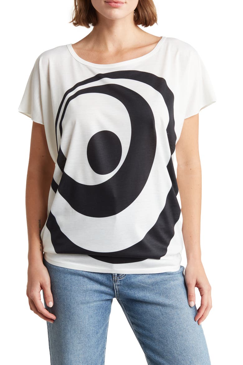 Patterned Dolman Sleeve T-Shirt, Main, color, BLACK PRINT 1