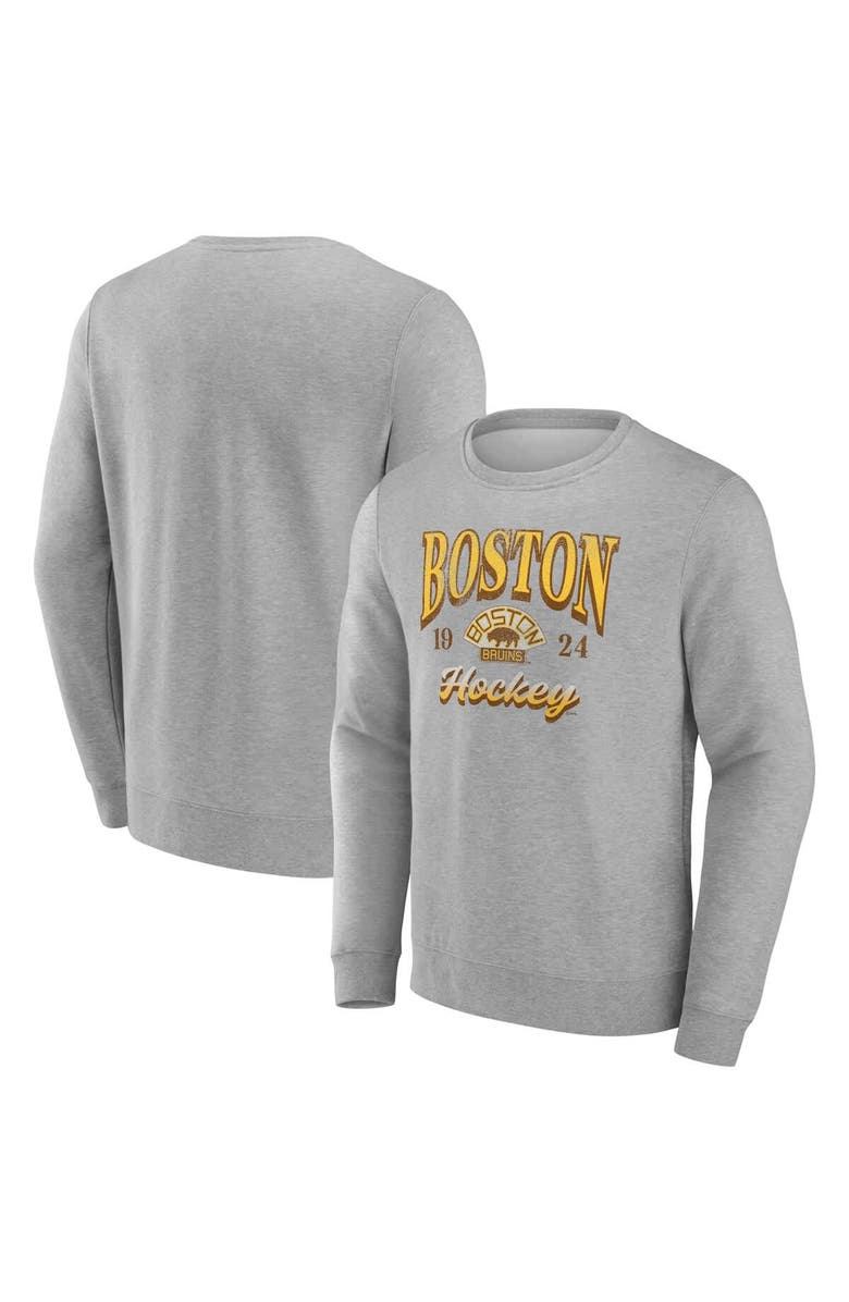 FANATICS Men's Fanatics Gray Boston Bruins Nimbus Fleece Pullover Sweatshirt, Main, color, Gray
