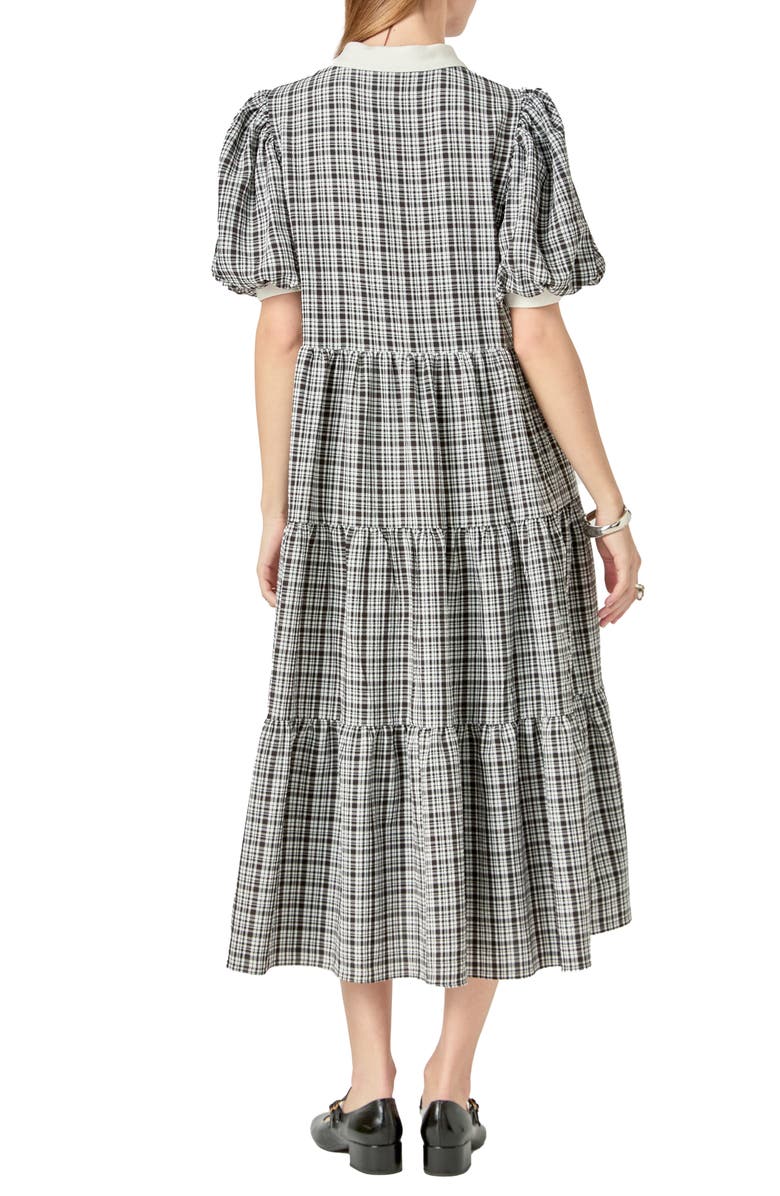 English Factory Plaid Tiered Midi Shirtdress, Alternate, color, 