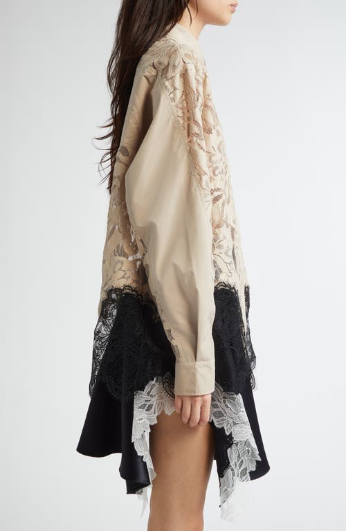 3.1 PHILLIP LIM 3.1 PHILLIP LIM CORDED LEAF LACE MIXED MEDIA BUTTON-UP SHIRT 