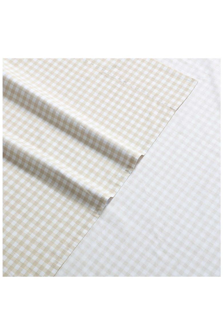 Little Gingham 200 Thread Count Cotton Percale Full Sheet Set, Alternate, color, LT-PASTEL BROWN
