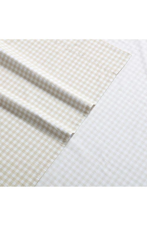 Eddie Bauer Little Gingham 200 Thread Count Cotton Percale Queen Sheet Set In Lt-pastel Brown
