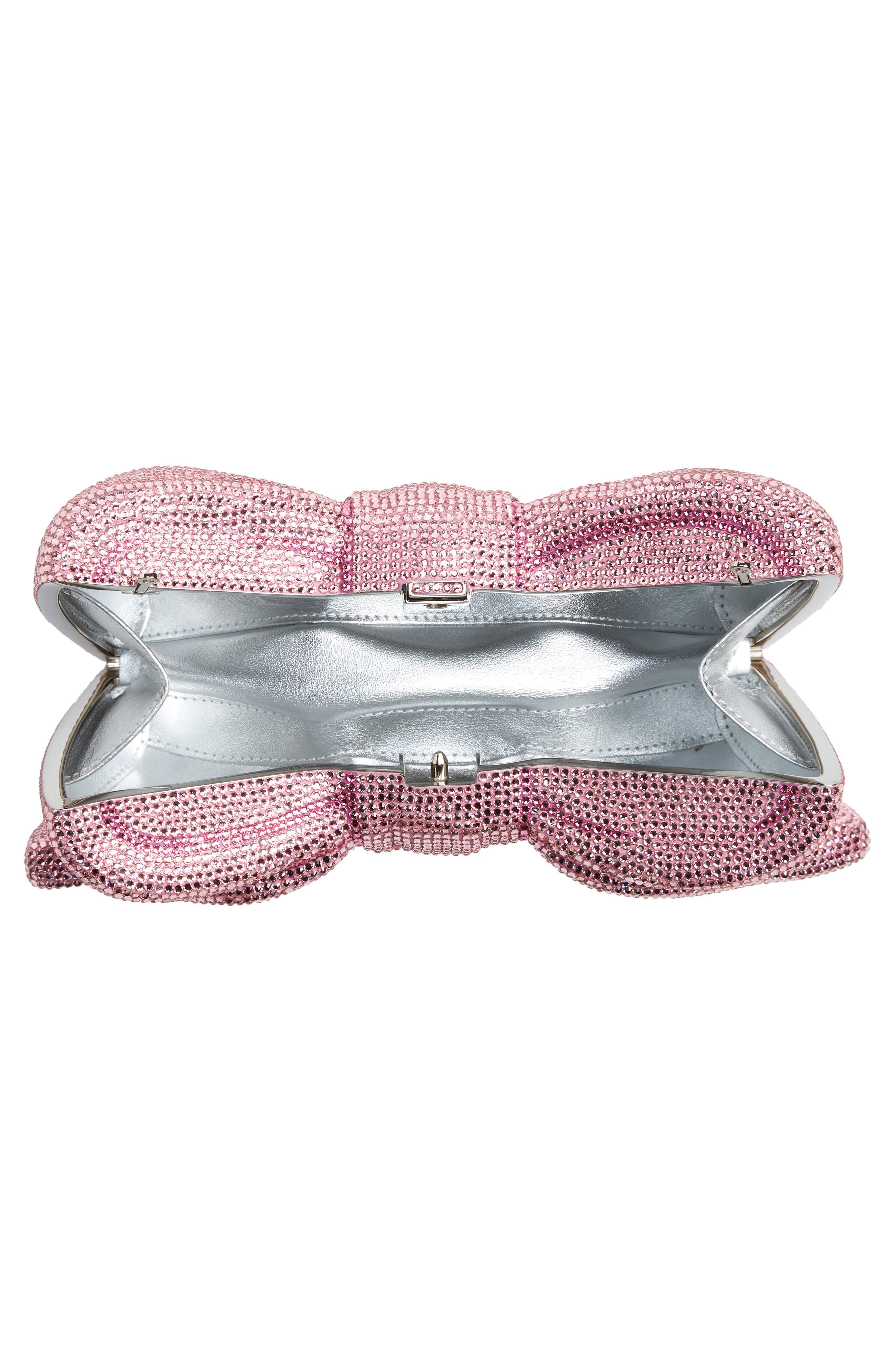 JUDITH LEIBER COUTURE Bow Clutch, Alternate, color, Silver Light Rose Multi