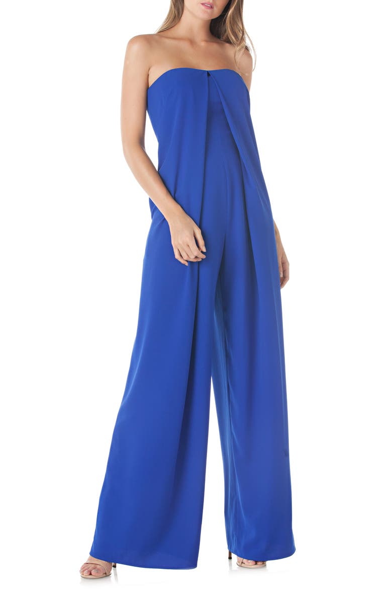 Strapless Crepe Jumpsuit, Main, color, SAPPHIRE
