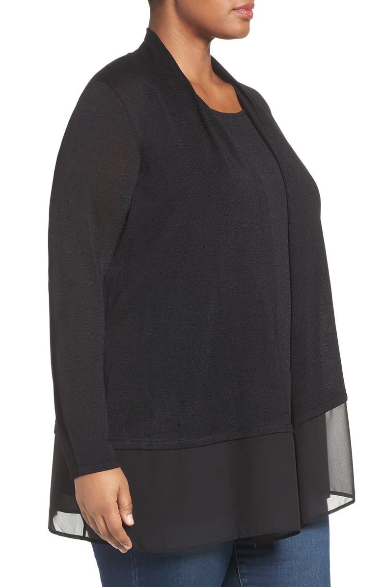 NIC+ZOE Chiffon Trim Cardigan, Alternate, color, 