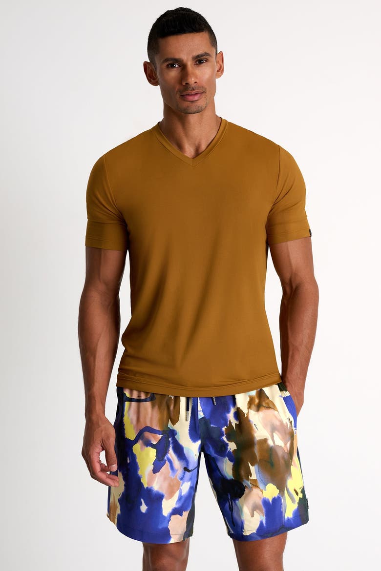 Long fit stretch swim trunks, Alternate, color, Print
