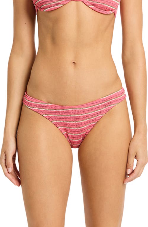 Bondeye Sign Stripe-ribbed Bikini Bottom In Pink
