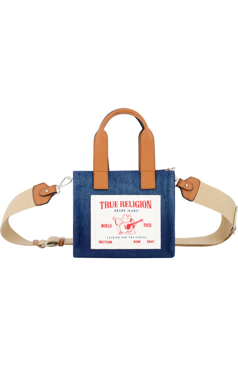 True Religion Brand Jeans Mini Denim Tote Bag, Main, color, Navy
