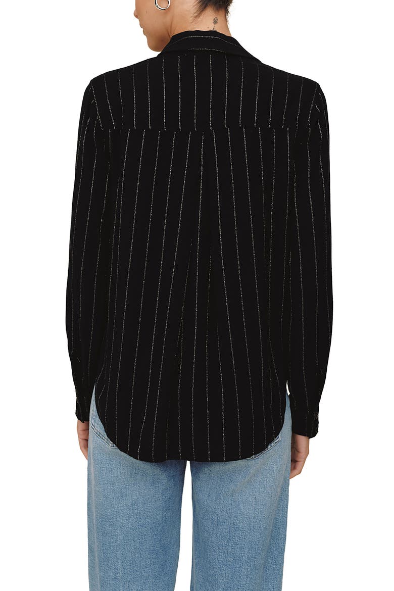 Striped Button-Down Shirt, Alternate, color, BLACK LUREX STRIPE