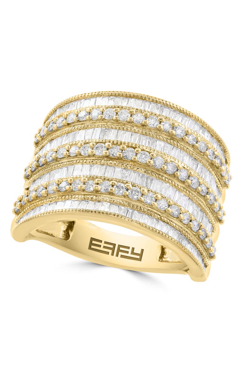 Multi-Row Pavé Diamond Statement Ring in 14K Yellow Gold, Main, color, Hematite and FW Blush Pearl