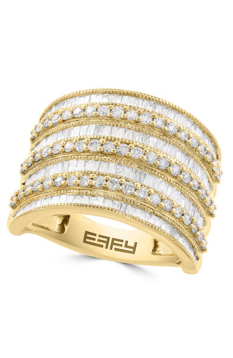 Multi-Row Pavé Diamond Statement Ring in 14K Yellow Gold