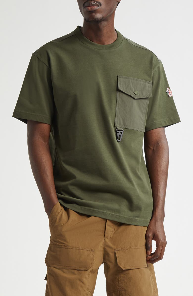 Moncler Logo Patch Cotton Pocket T-Shirt, Main, color, 