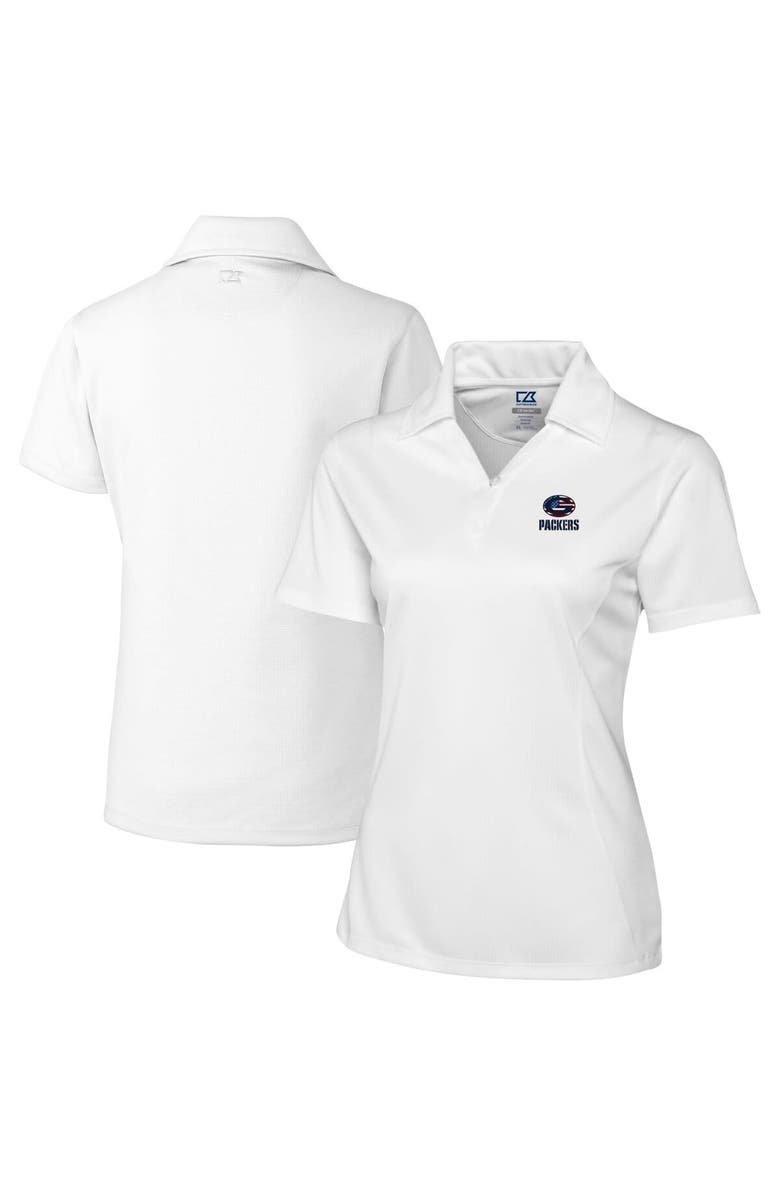 Cutter & Buck Women's Cutter & Buck White Green Bay Packers Genre DryTec Textured Polo, Main, color, 