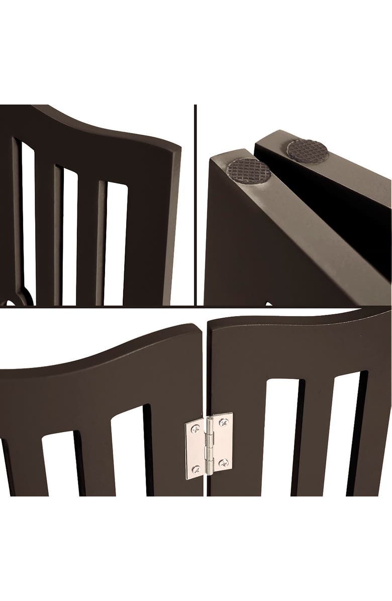 Trimate Wooden Free Standing Pet Gate for Small Dogs and Cats, Alternate, color, Brown