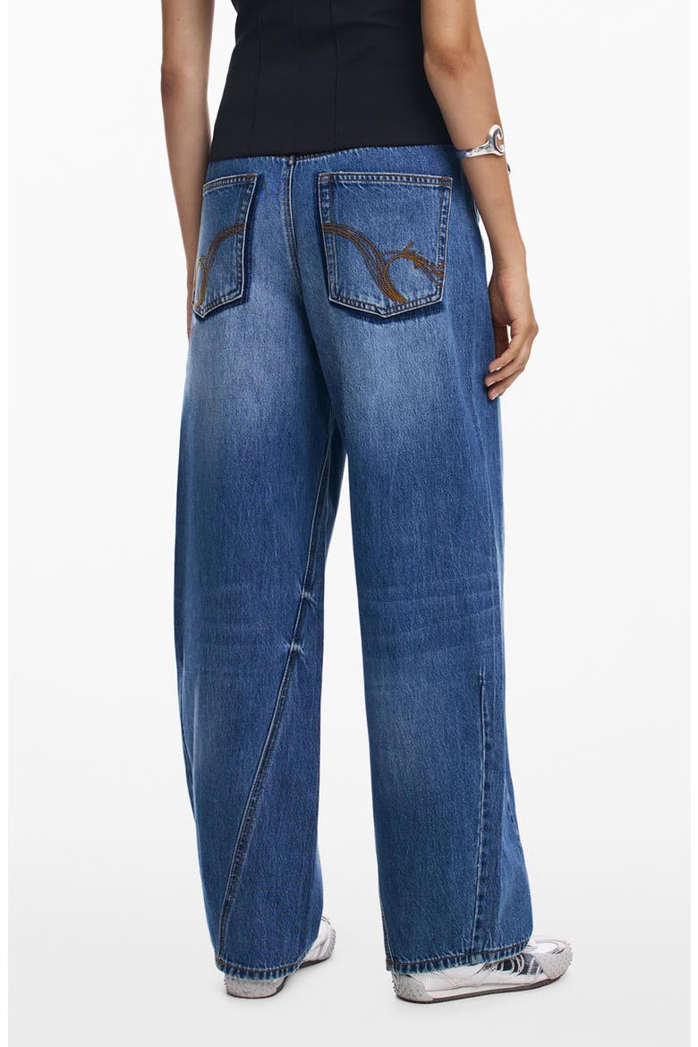 Hight Waist Barrel Legs Jeans, Alternate, color, MEDIUM BLUE